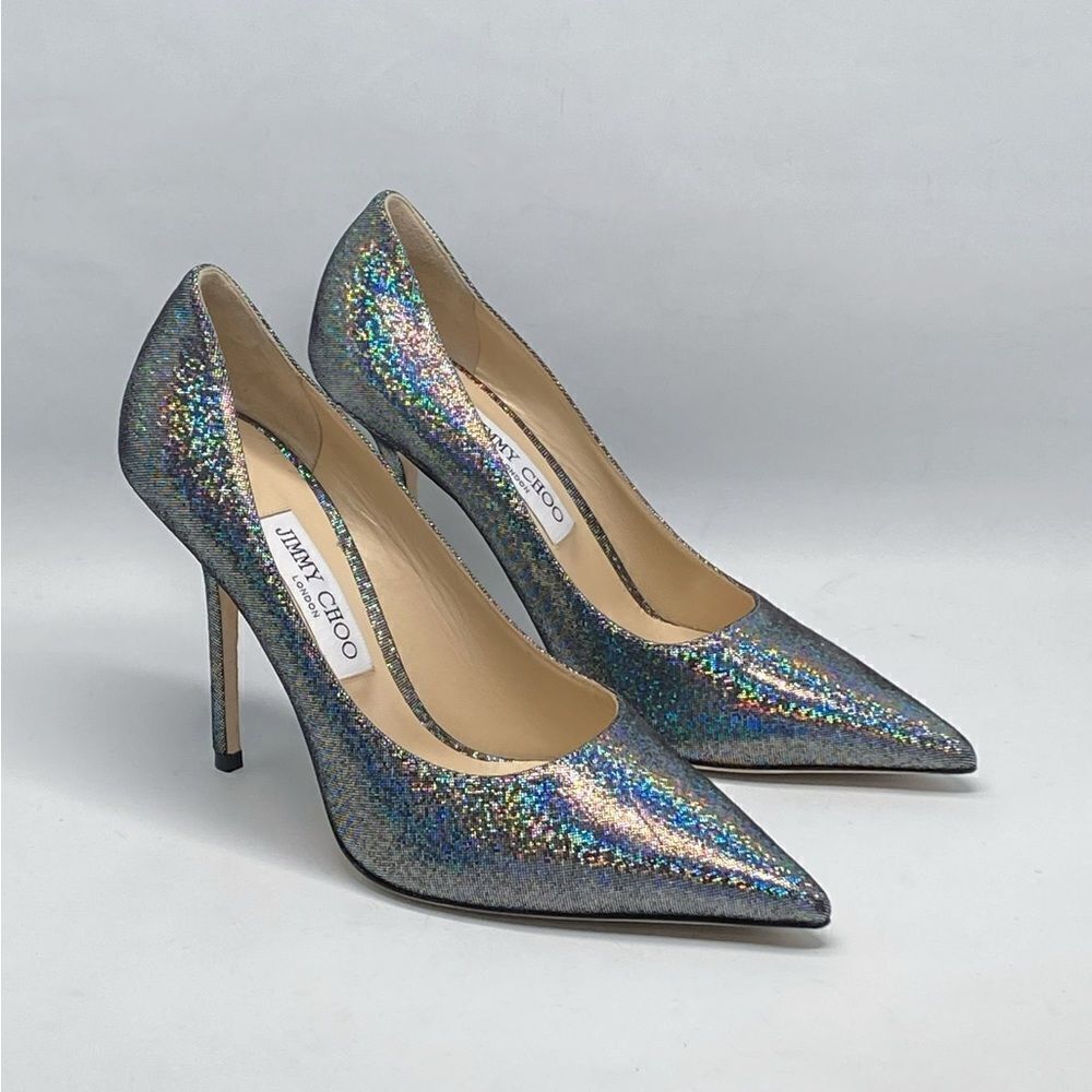 Jimmy Choo Love Iridescent Silver Pump size 38.5